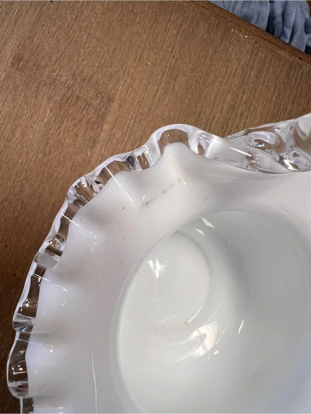 Vintage White Milk Glass Basket and White Milk Glass Ruffled Dish (set 2)